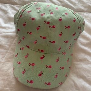 Blue and pink flamingo ball cap